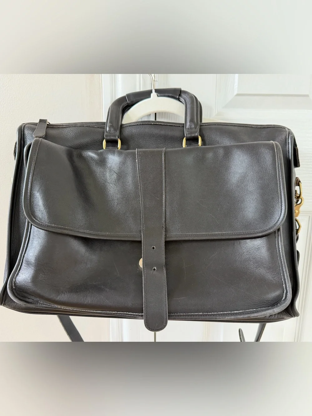 Vintage Coach Harrison Black Leather Briefcase with Top Handle